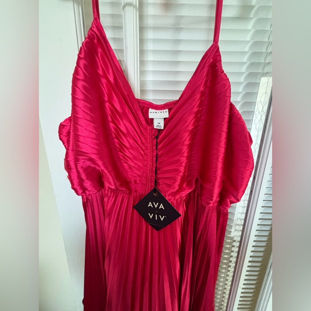 Ava & Viv Hot Pink Pleated Dress-size 3x - Picture 3 of 8